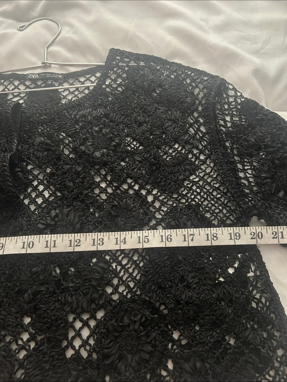 ZARA Black Floral Crochet Crop Top